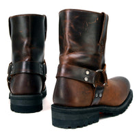 MBM9008 Men's Motorcycle Harness Boots Full Grain Leather Brown