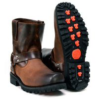 MBM9008 Men's Motorcycle Harness Boots Full Grain Leather Brown