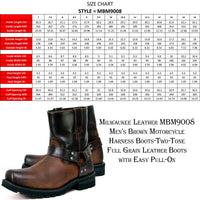 MBM9008 Men's Motorcycle Harness Boots Full Grain Leather Brown