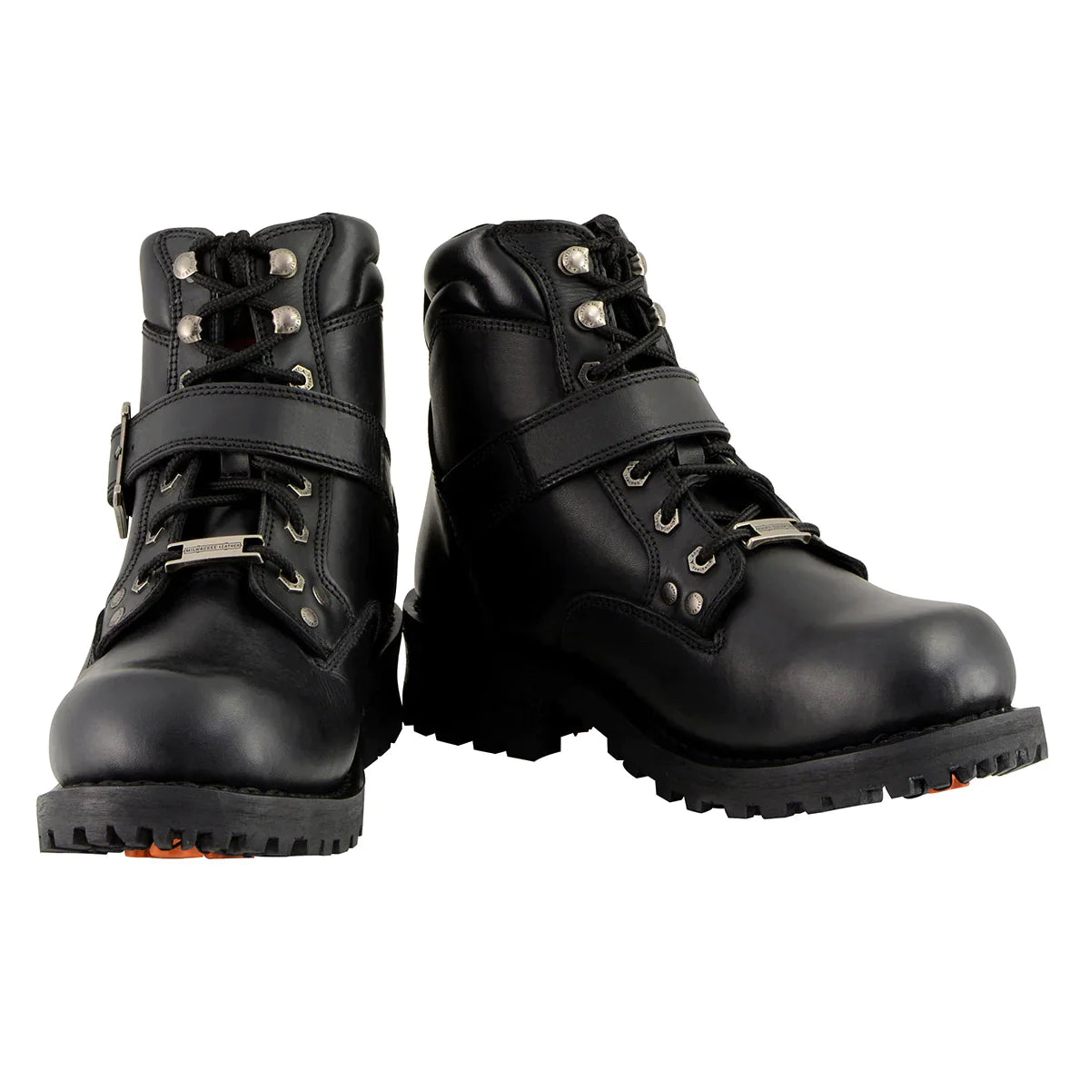 Men's Black 'Wide-Width' Lace-Up 6-inch Engineer Boots with Side Buckle