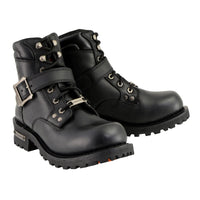 Men's Black 'Wide-Width' Lace-Up 6-inch Engineer Boots with Side Buckle