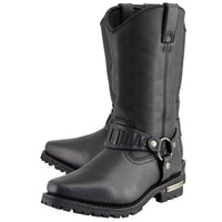 Classic 11-Inch Western Harness Motorcycle Boots Black Leather
