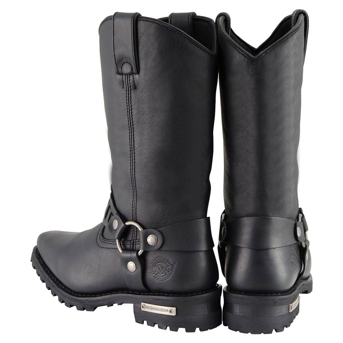 Classic 11-Inch Western Harness Motorcycle Boots Black Leather