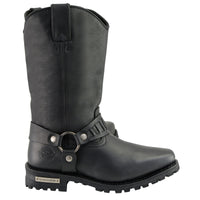 Classic 11-Inch Western Harness Motorcycle Boots Black Leather