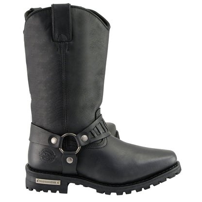Classic 11-Inch Western Harness Motorcycle Boots Black Leather
