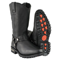 Classic 11-Inch Western Harness Motorcycle Boots Black Leather