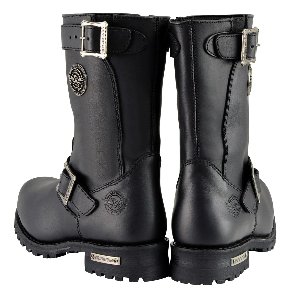 Men's Black 'Wide-Width' 11-Inch Classic Engineer Motorcycle Leather Boots