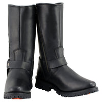 11 Inch Leather Harness Motorcycle Boots, Black Western Style