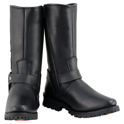 11 Inch Leather Harness Motorcycle Boots, Black Western Style