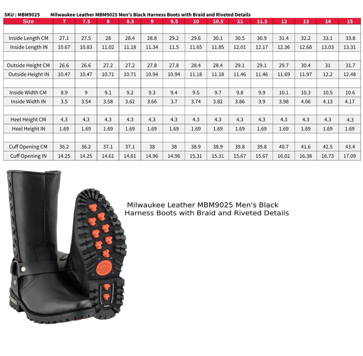 11 Inch Leather Harness Motorcycle Boots, Black Western Style