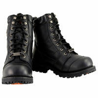 Men's Classic Black Leather 8-inch Lace-Up Logger Motorcycle Rider Boots