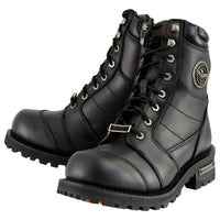 Men's Classic Black Leather 8-inch Lace-Up Logger Motorcycle Rider Boots