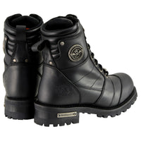 Men's Classic Black Leather 8-inch Lace-Up Logger Motorcycle Rider Boots
