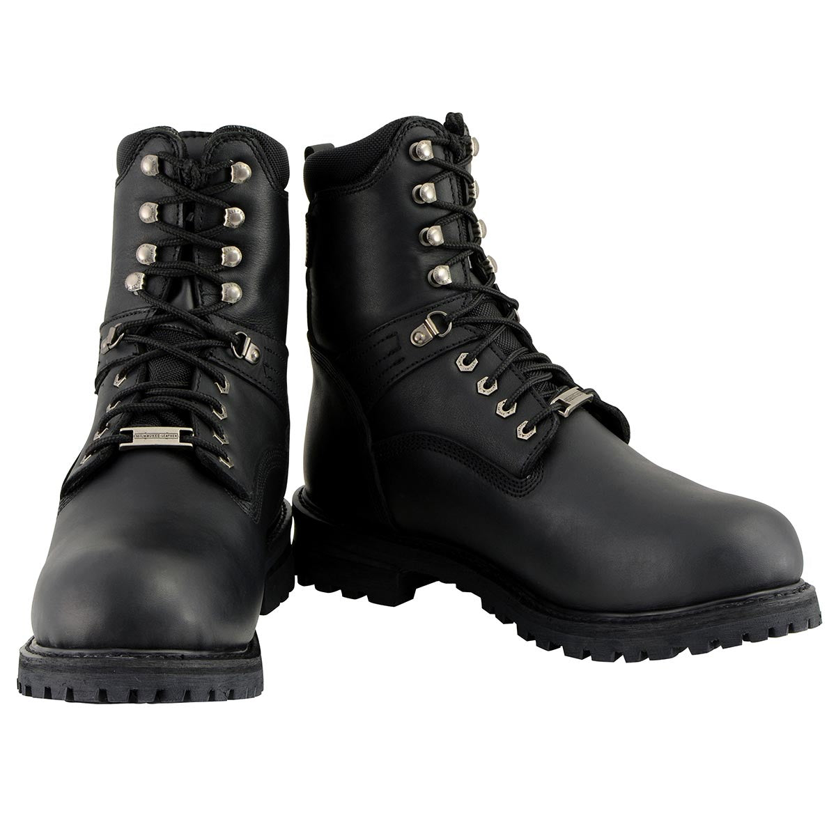 Men's 7-inch Lace to Toe Waterproof Leather Boots Black Wide Width
