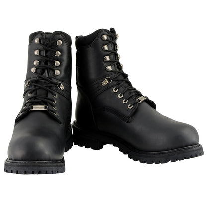 Men's 7-inch Lace to Toe Waterproof Leather Boots Black Wide Width