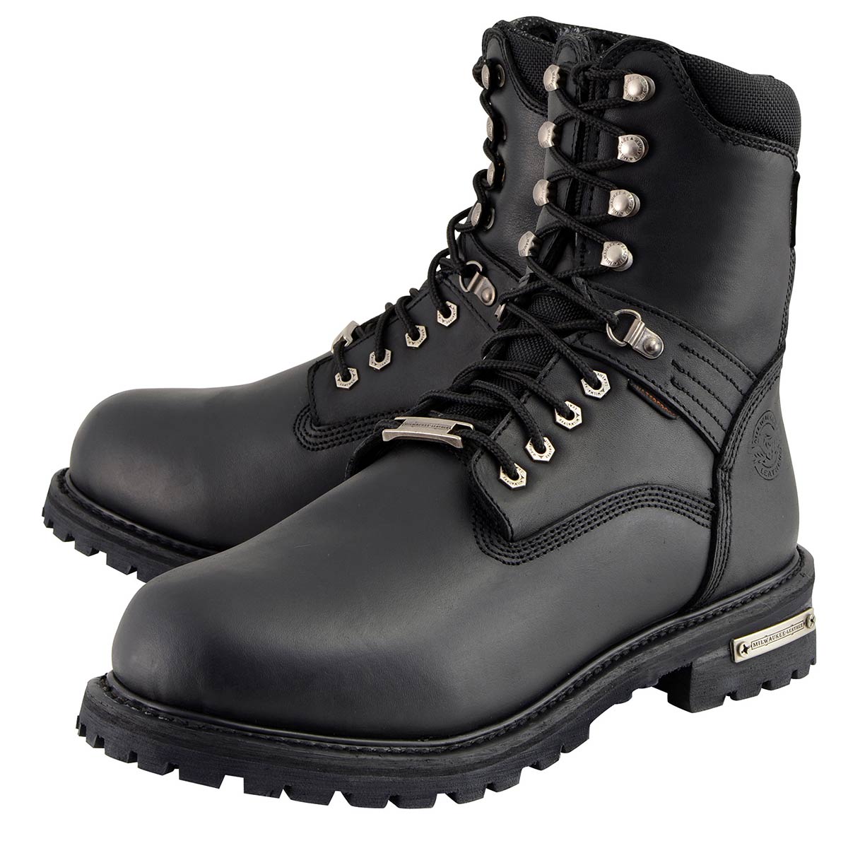 Men's 7-inch Lace to Toe Waterproof Leather Boots Black Wide Width