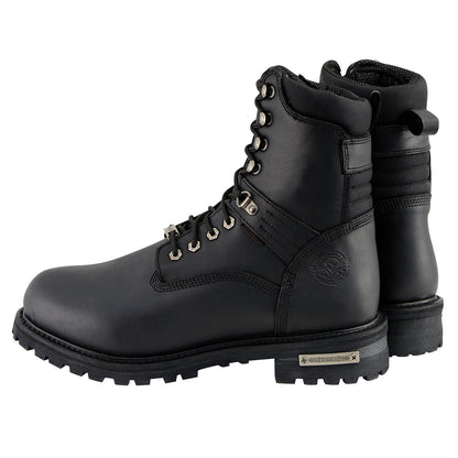 Men's 7-inch Lace to Toe Waterproof Leather Boots Black Wide Width