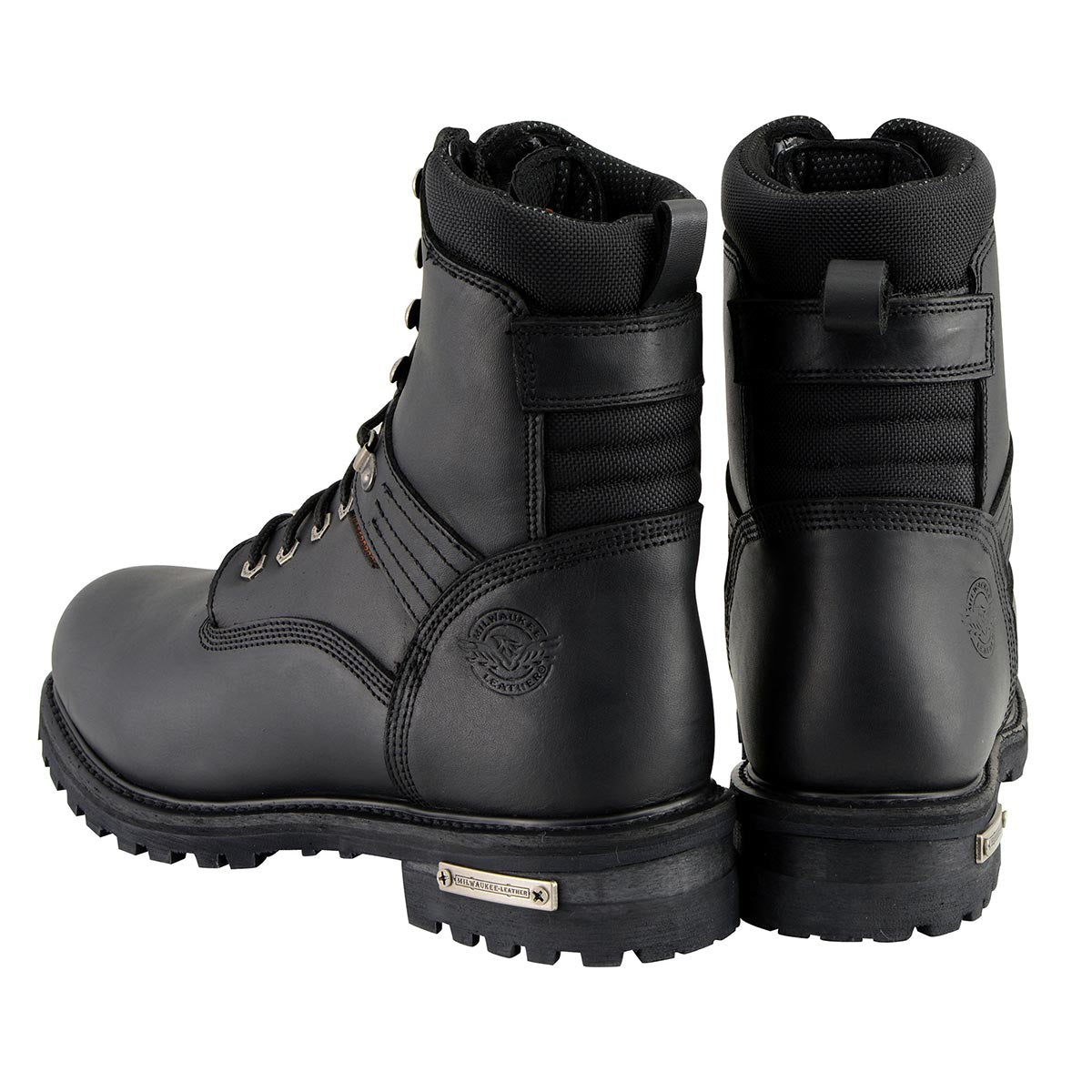 Men's 7-inch Lace to Toe Waterproof Leather Boots Black Wide Width