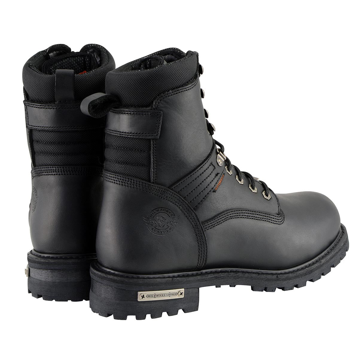 Men's 7-inch Lace to Toe Waterproof Leather Boots Black Wide Width