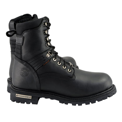 Men's 7-inch Lace to Toe Waterproof Leather Boots Black Wide Width