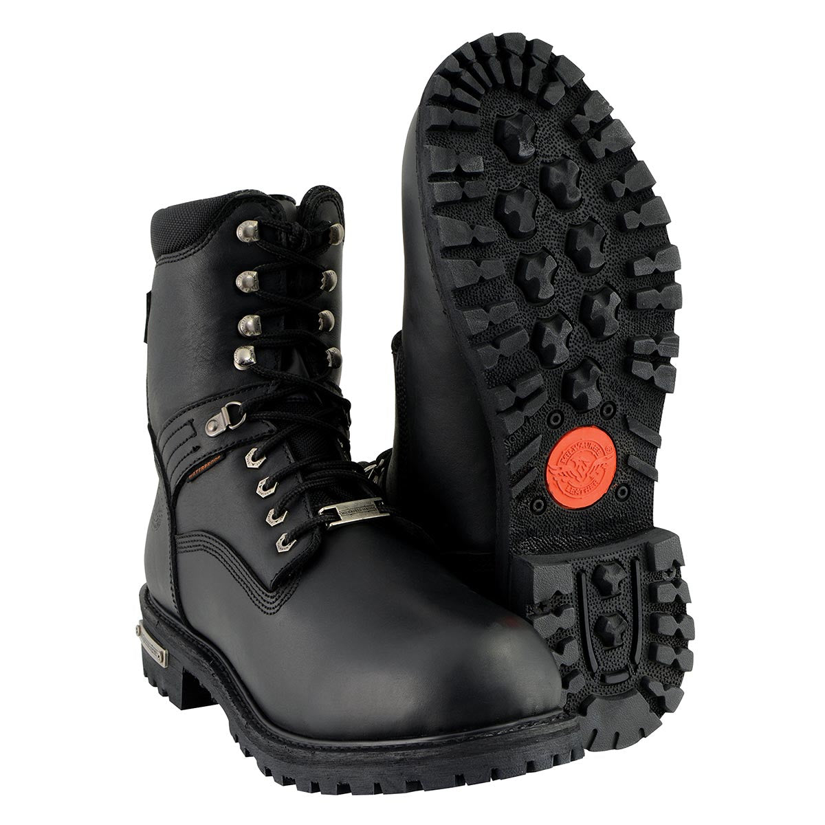 Men's 7-inch Lace to Toe Waterproof Leather Boots Black Wide Width