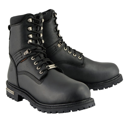 Men's 7-inch Lace to Toe Waterproof Leather Boots Black Wide Width