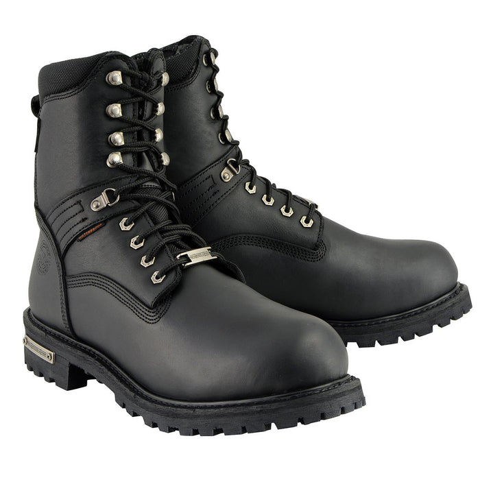 Men's 7-inch Lace to Toe Waterproof Leather Boots Black Wide Width