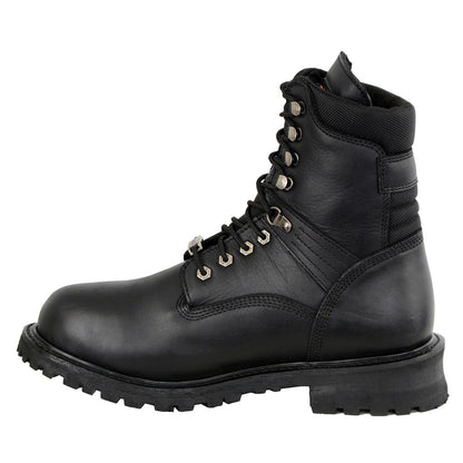 Men's 7-inch Lace to Toe Waterproof Leather Boots Black Wide Width