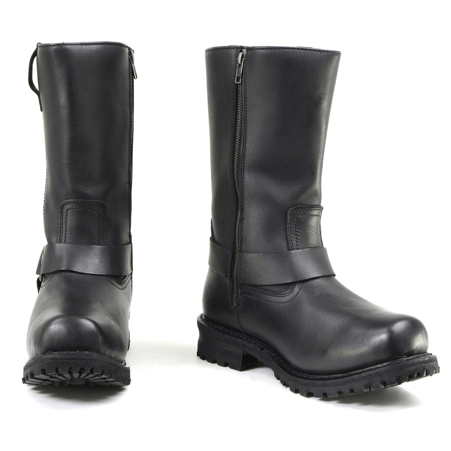 11-inch Waterproof Harness Motorcycle Boots Wide Width Square Toe Black