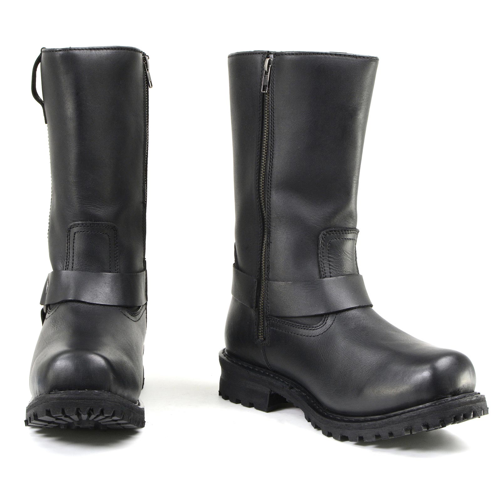 11-inch Waterproof Harness Motorcycle Boots Wide Width Square Toe Black