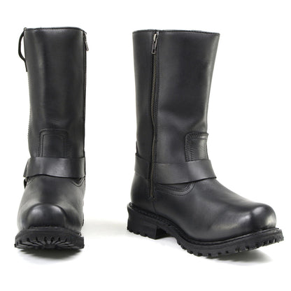 11-inch Waterproof Harness Motorcycle Boots Wide Width Square Toe Black