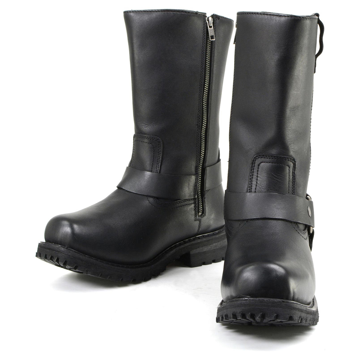 11-inch Waterproof Harness Motorcycle Boots Wide Width Square Toe Black