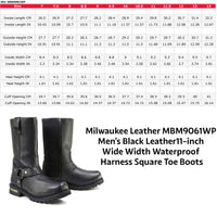 11-inch Waterproof Harness Motorcycle Boots Wide Width Square Toe Black