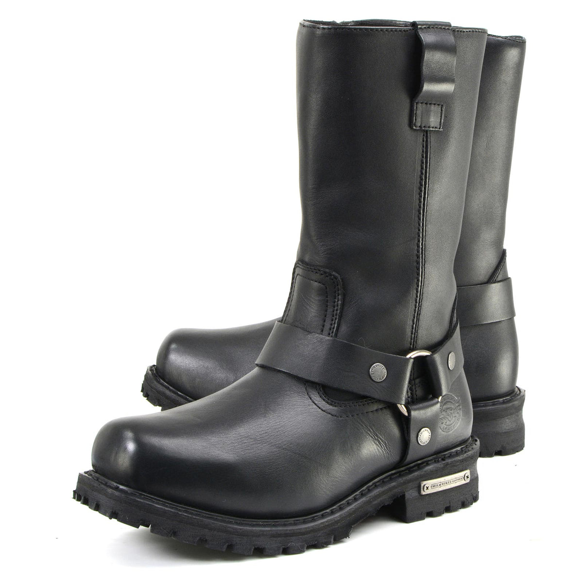 11-inch Waterproof Harness Motorcycle Boots Wide Width Square Toe Black