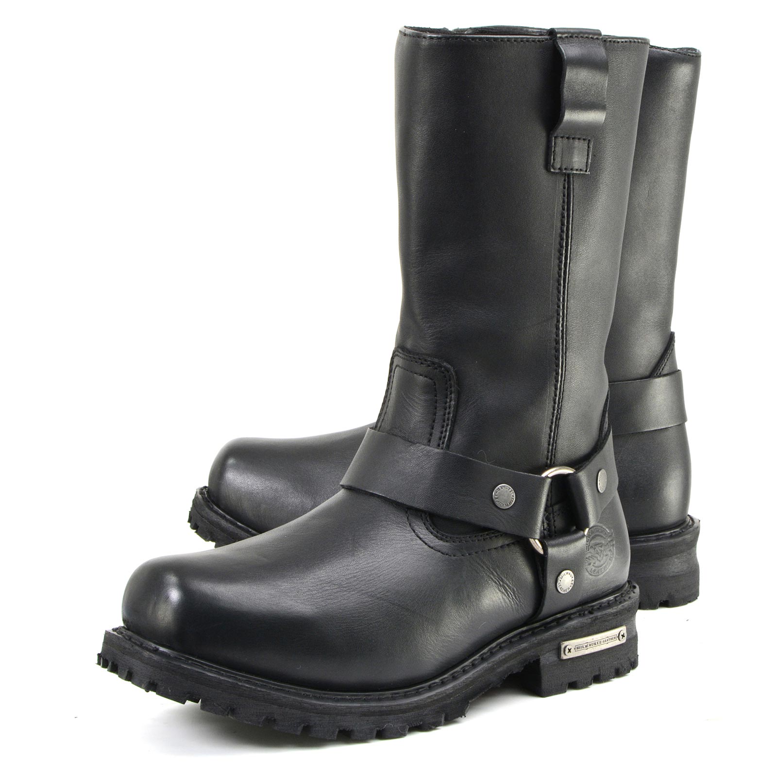 11-inch Waterproof Harness Motorcycle Boots Wide Width Square Toe Black