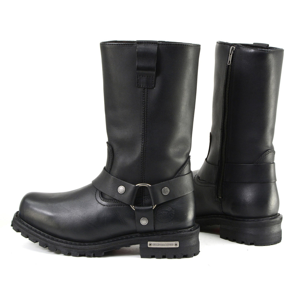 11-inch Waterproof Harness Motorcycle Boots Wide Width Square Toe Black