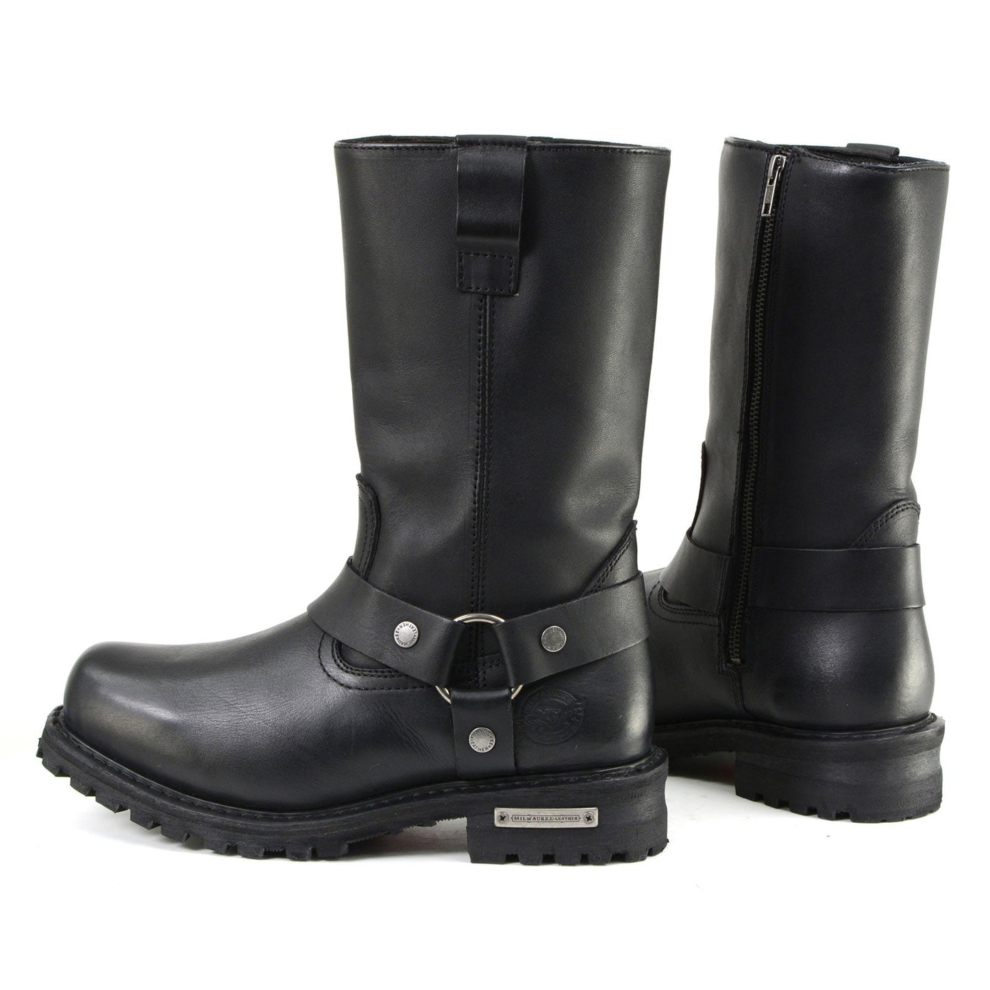 11-inch Waterproof Harness Motorcycle Boots Wide Width Square Toe Black