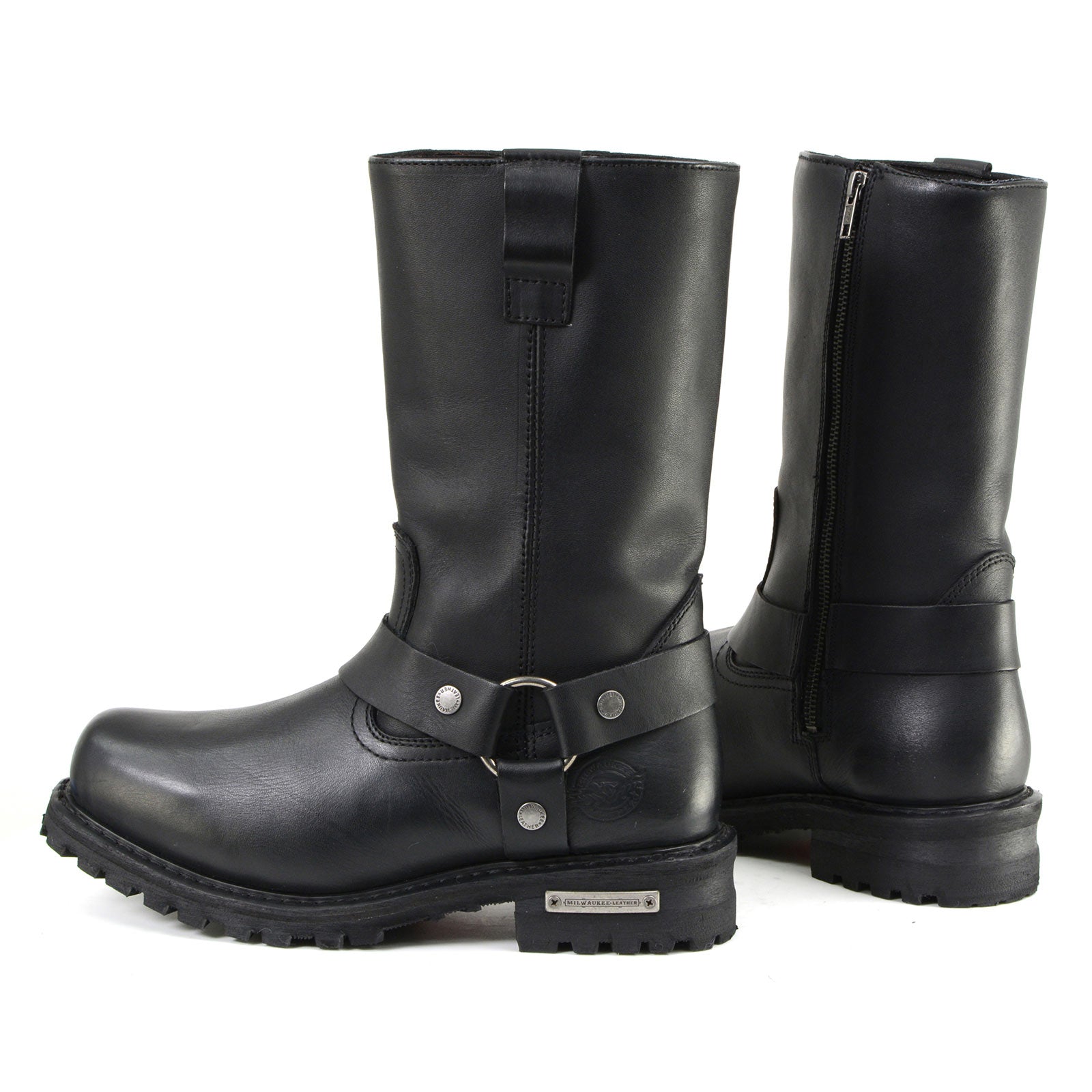 11-inch Waterproof Harness Motorcycle Boots Wide Width Square Toe Black