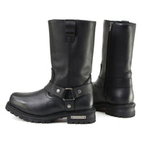 11-inch Waterproof Harness Motorcycle Boots Wide Width Square Toe Black