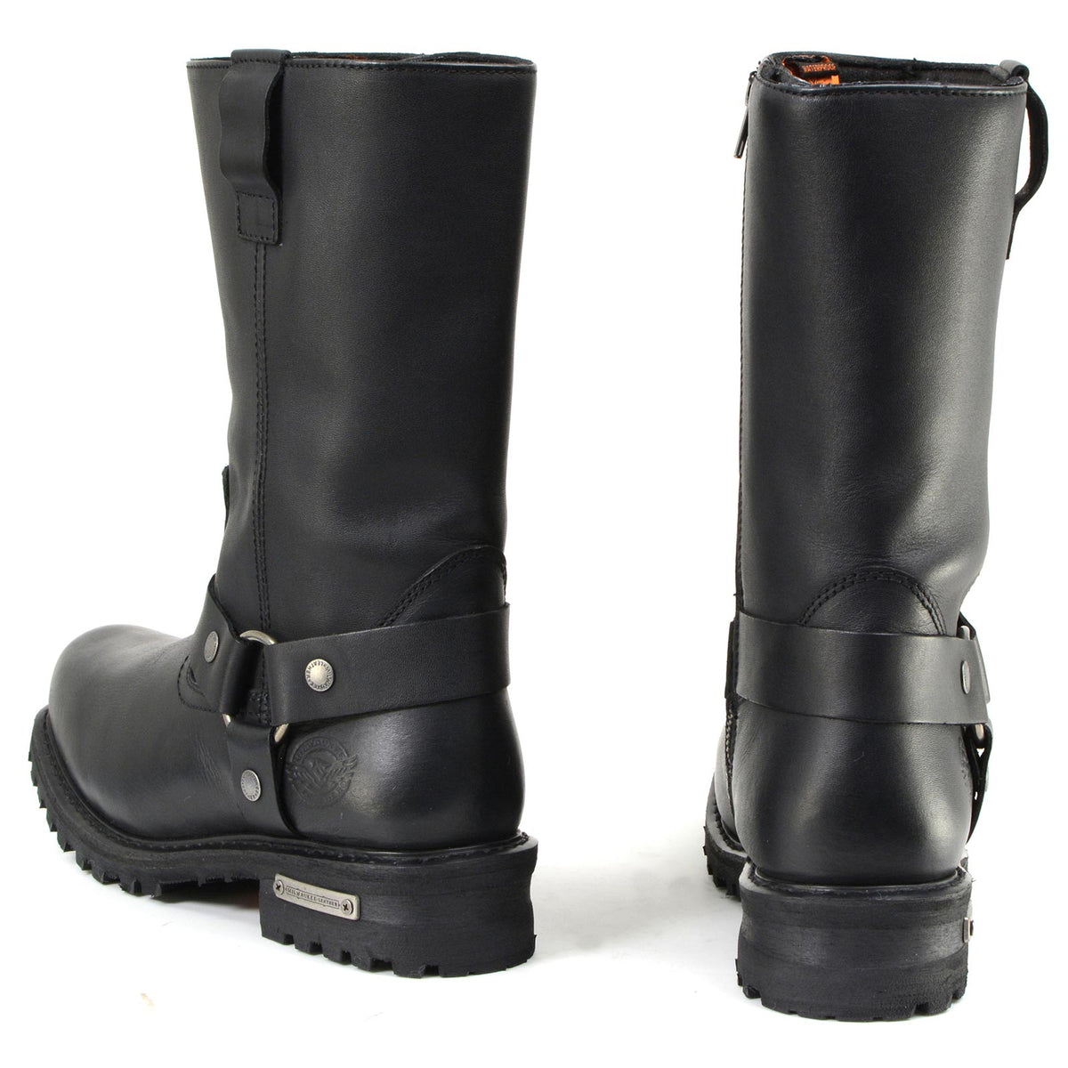 11-inch Waterproof Harness Motorcycle Boots Wide Width Square Toe Black