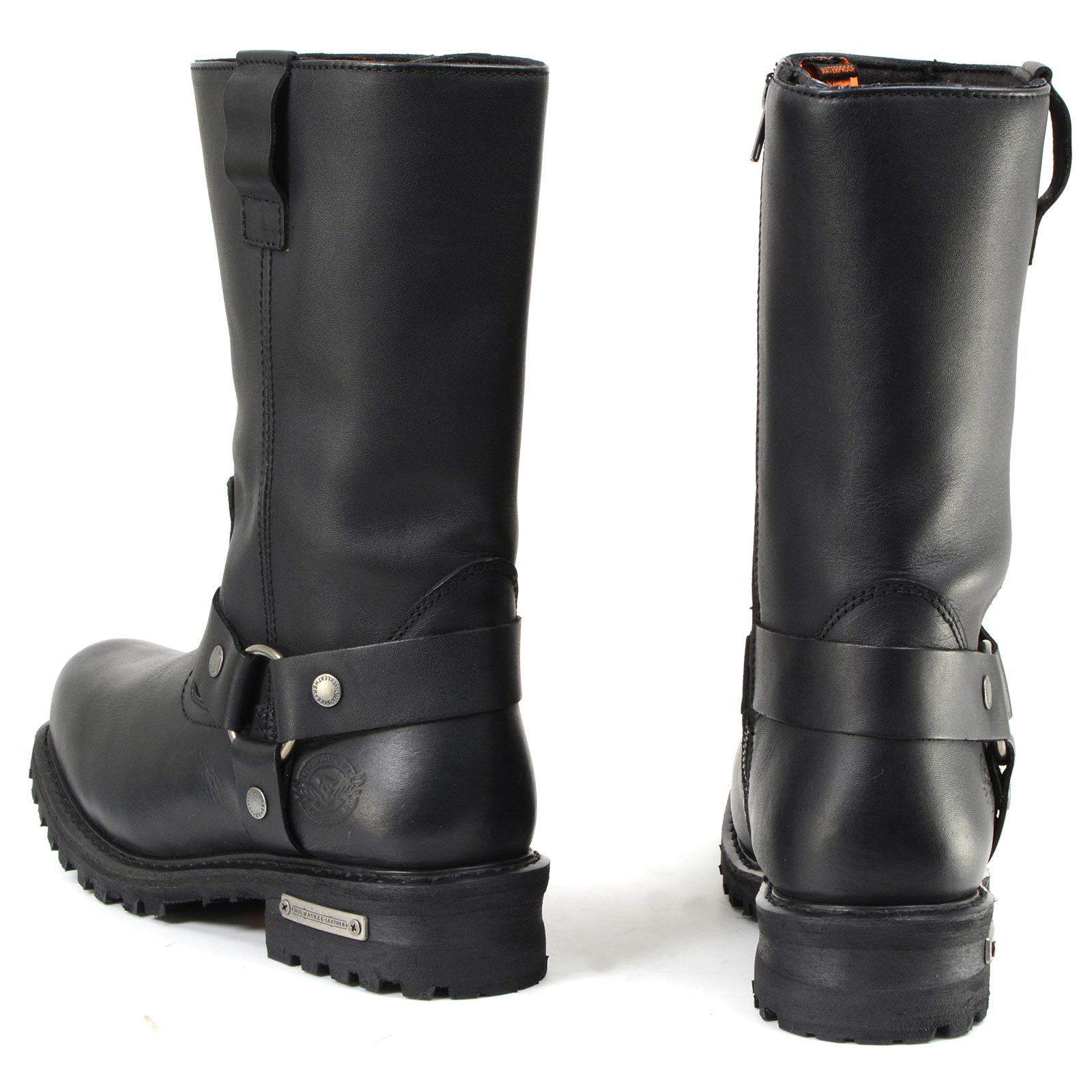 11-inch Waterproof Harness Motorcycle Boots Wide Width Square Toe Black