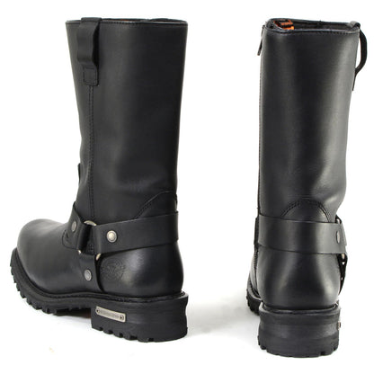 11-inch Waterproof Harness Motorcycle Boots Wide Width Square Toe Black