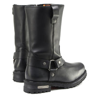 11-inch Waterproof Harness Motorcycle Boots Wide Width Square Toe Black