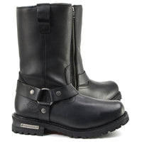 11-inch Waterproof Harness Motorcycle Boots Wide Width Square Toe Black