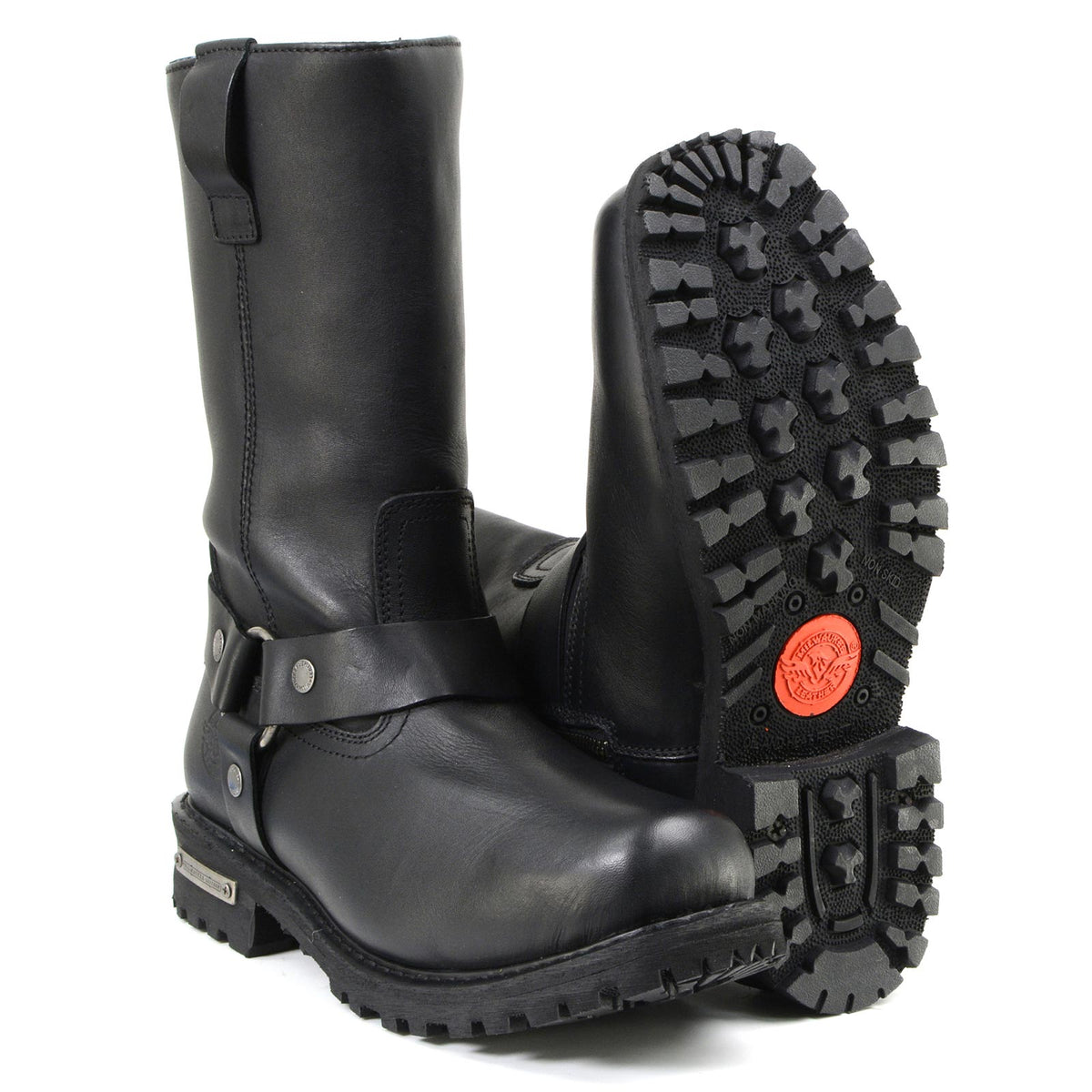 11-inch Waterproof Harness Motorcycle Boots Wide Width Square Toe Black