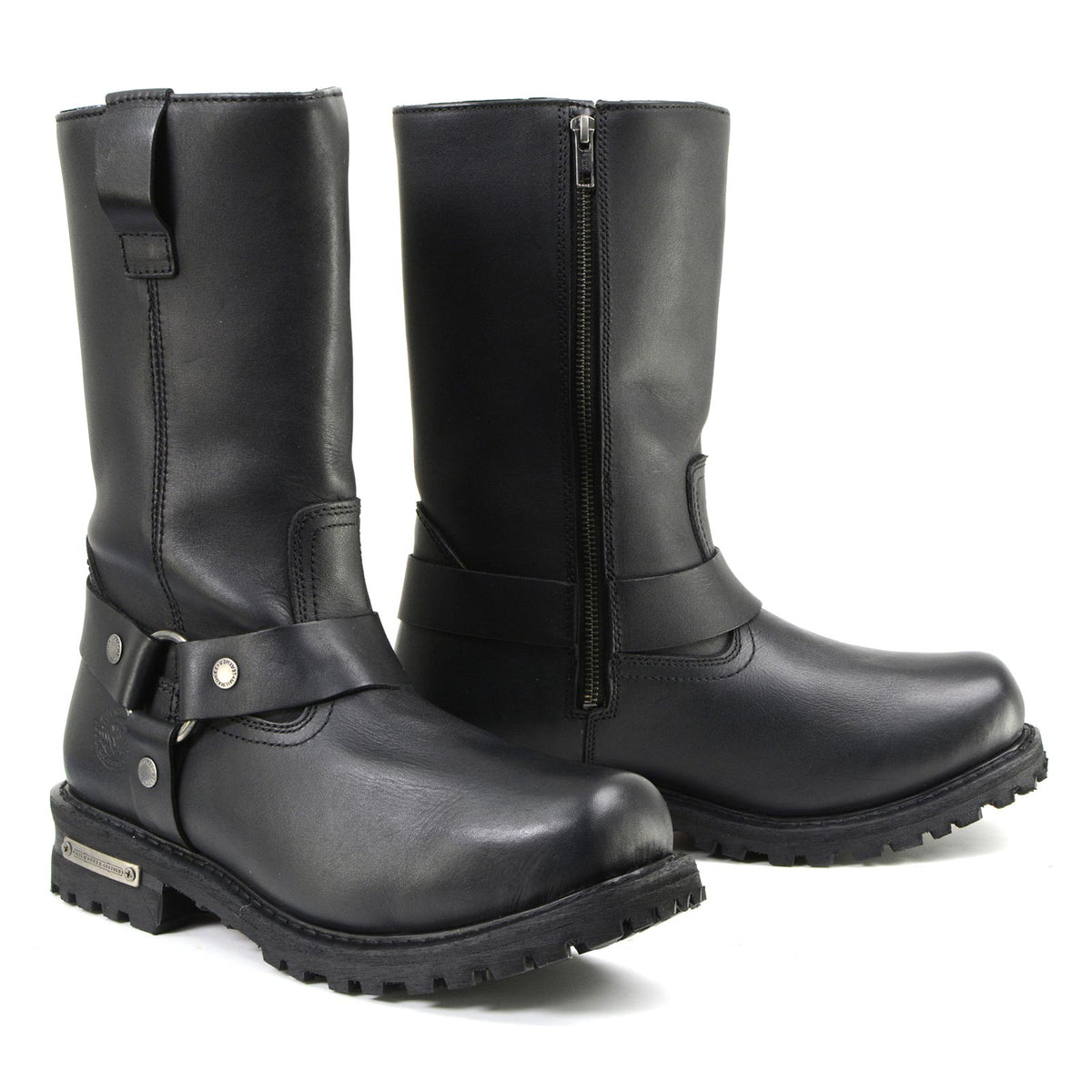 11-inch Waterproof Harness Motorcycle Boots Wide Width Square Toe Black