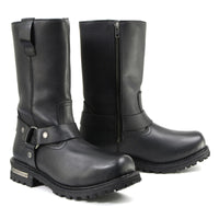 11-inch Waterproof Harness Motorcycle Boots Wide Width Square Toe Black