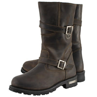 Classic Distressed Brown Leather Motorcycle Engineer Riding Biker Boots