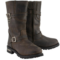 Classic Distressed Brown Leather Motorcycle Engineer Riding Biker Boots