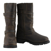 Classic Distressed Brown Leather Motorcycle Engineer Riding Biker Boots